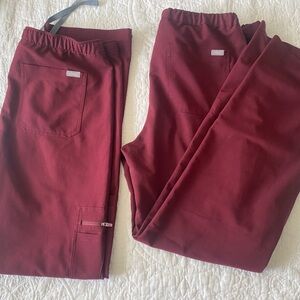 Maroon Figs scrub pants - size L